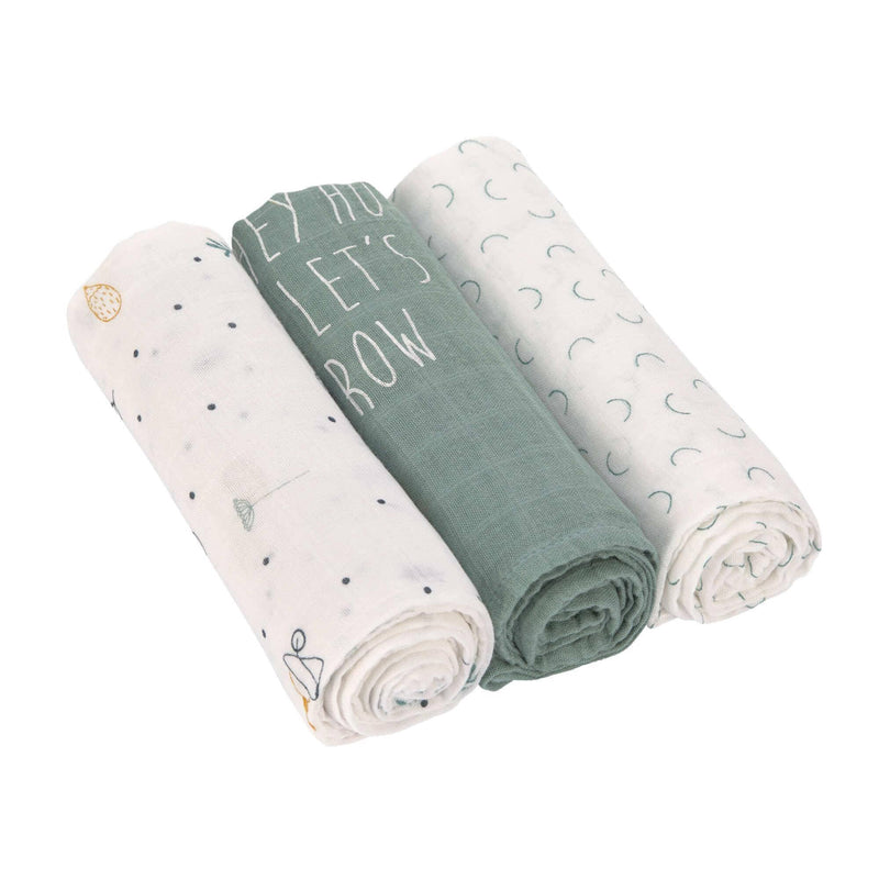 Lot de 3 mousselines, 80 x 80 cm, Jardin, vert | Lässig
