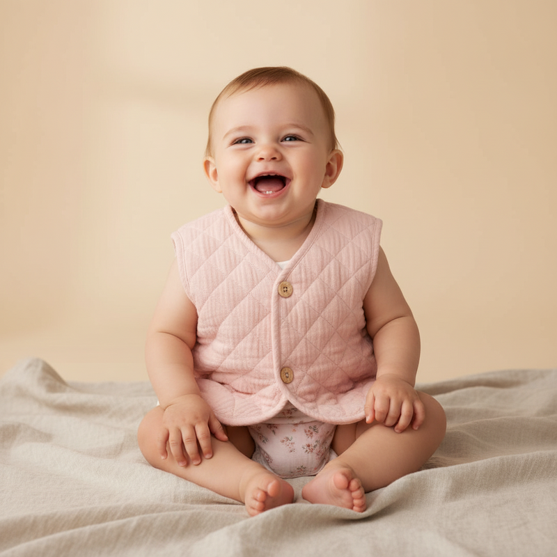 Gilet réversible rose/blanc | Little Dutch