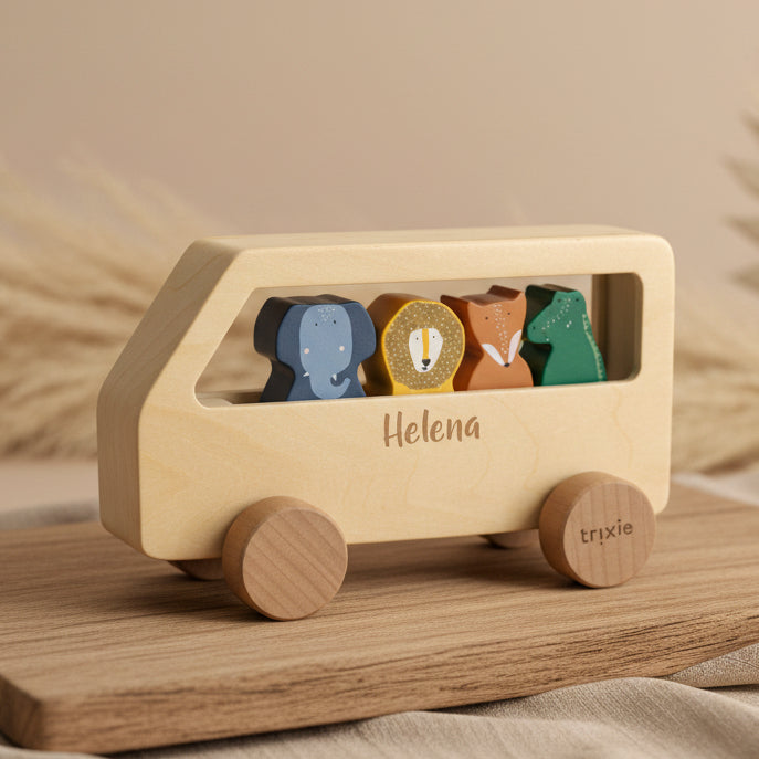 Bus animalier en bois pour enfants – Jouet d'éveil en bois | Schmatzepuffer