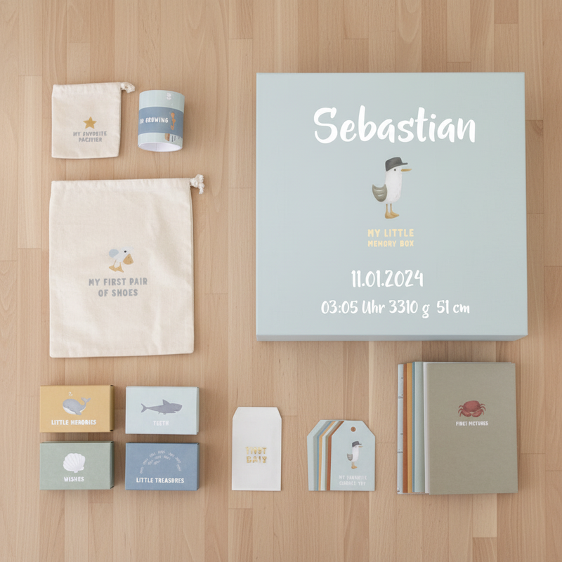 Boîte à souvenirs Sailors Bay – Boîte à souvenirs pour bébé | Cadeau de naissance & de baptême