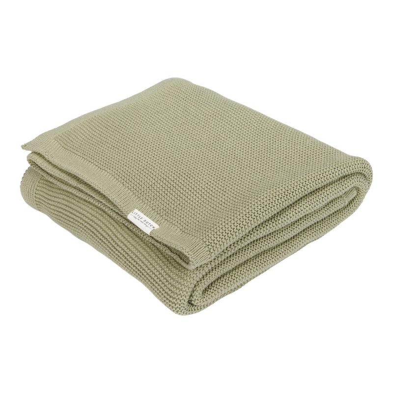Couverture de berceau tricotée 70 x 100 cm – Pure Olive | Little Dutch