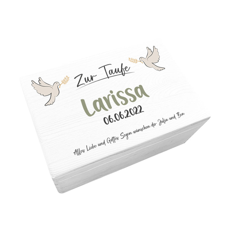 Boîte souvenir personnalisée en bois blanc – Cadeau de baptême | Schmatzepuffer
