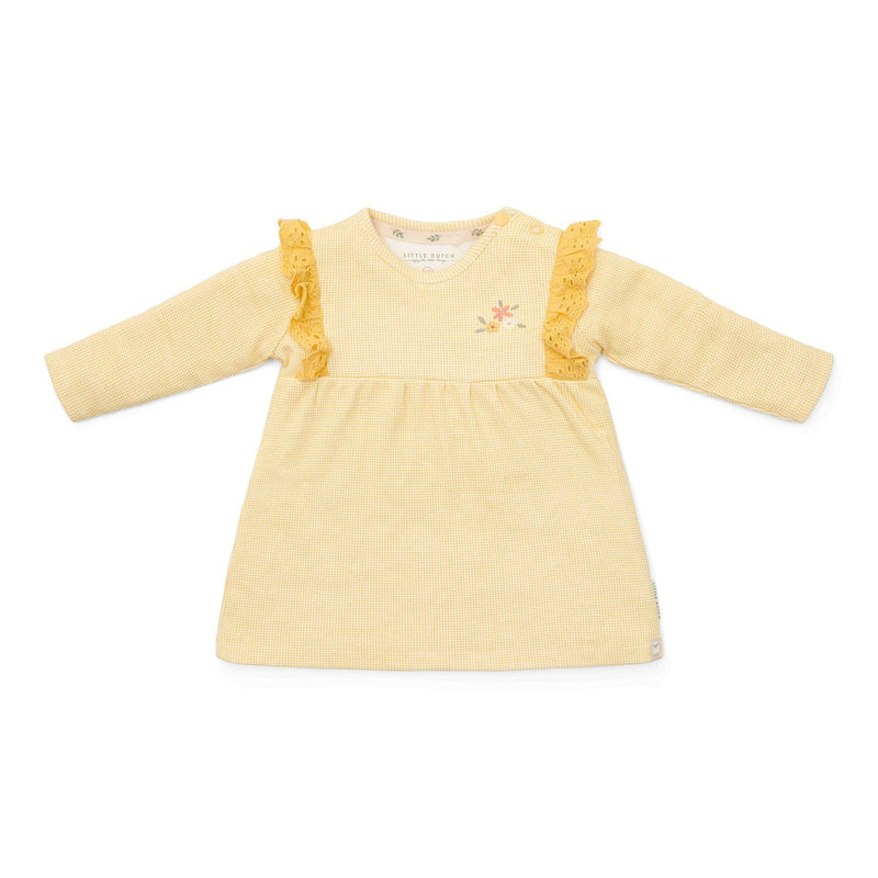 Robe à manches longues chaude jaune à carreaux pour fille