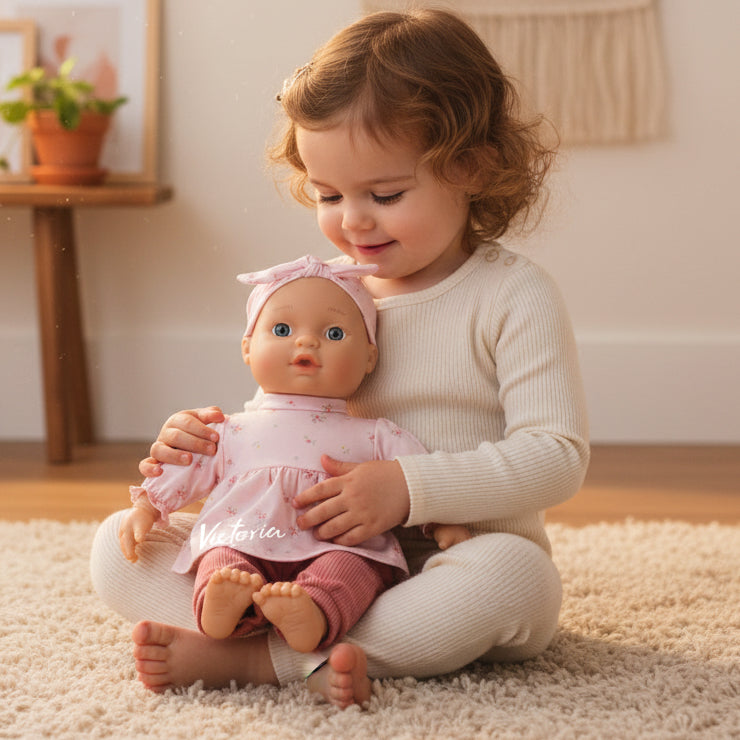 Poupée bébé personnalisée Lily avec prénom et accessoires | Cadeau pour enfants