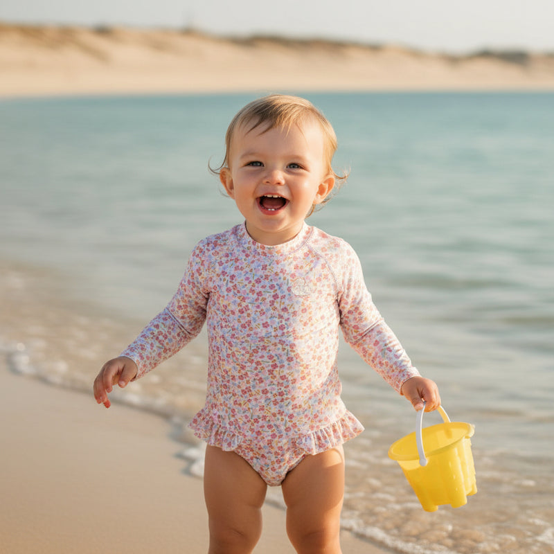 Maillot de bain à manches longues Fleurs d'été | Little Dutch