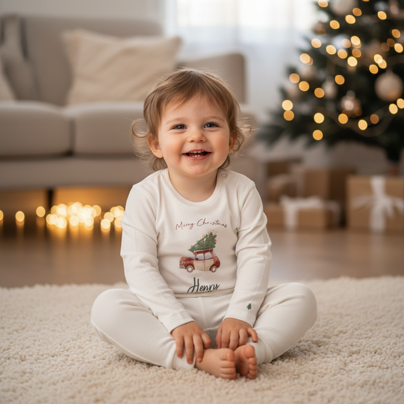 T-shirt de Noël personnalisé à manches longues pour enfant avec nom | Schmatzepuffer