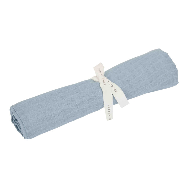 Lange en mousseline 120 x 120 cm - Bleu denim pur | Little Dutch