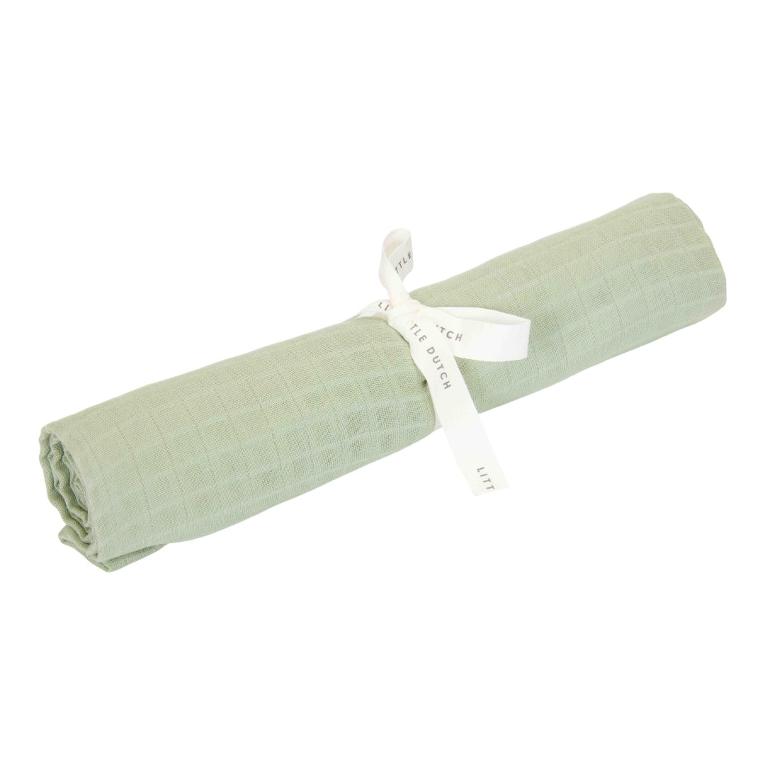 Lange en mousseline 120 × 120 cm vert sauge – Coton biologique