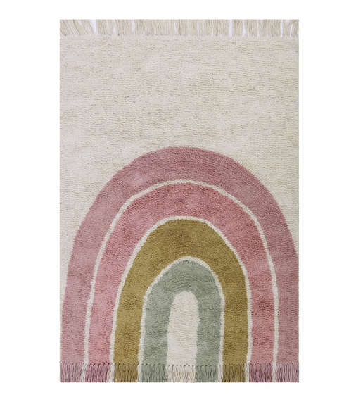 Tapis enfant arc-en-ciel rose 130 x 90 cm | Little Dutch