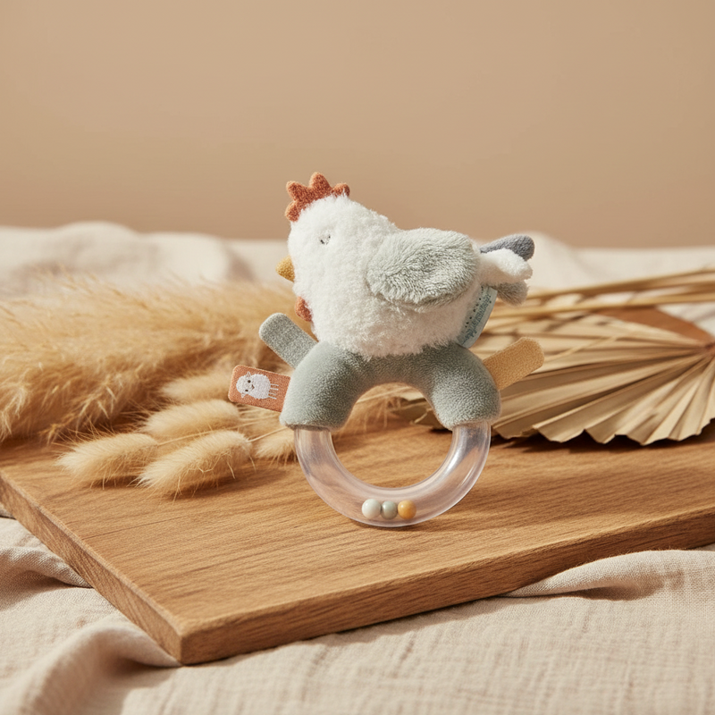 Hochet-anneau de dentition poule Little Farm – jouet pour bébé à saisir