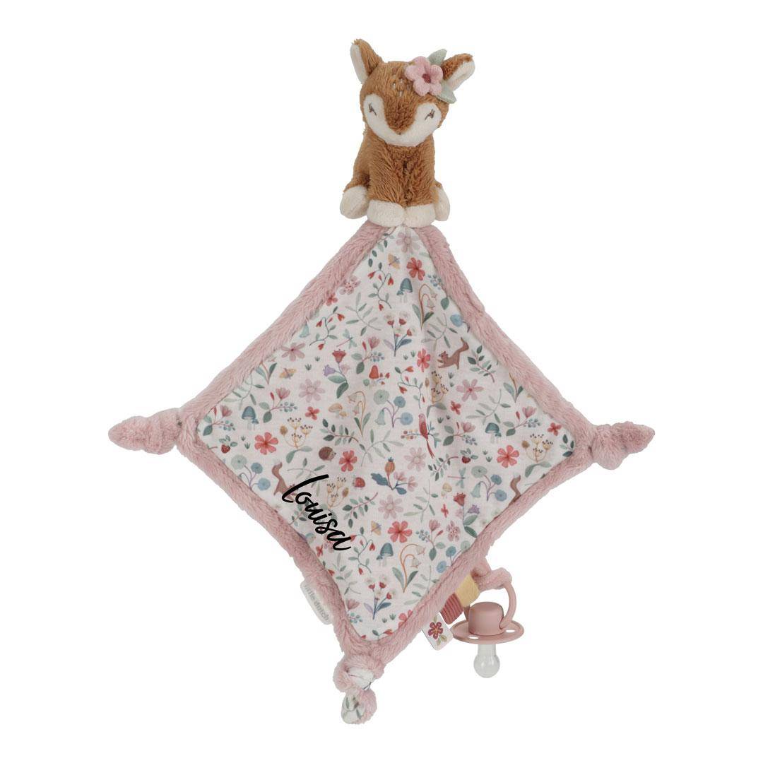 Doudou imprimé faon jardin féérique