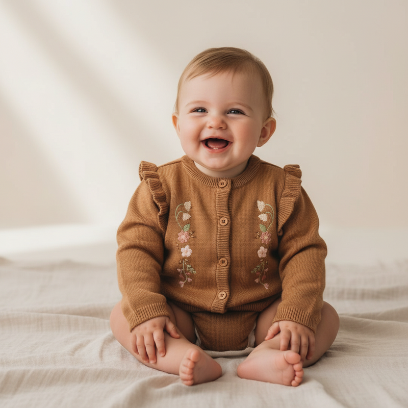 Gilet en maille marron pour bébés et enfants