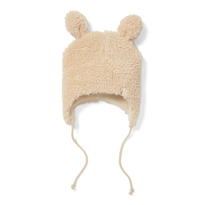 Bonnet en fausse fourrure couleur sable – Bonnet chaud pour nouveau-né