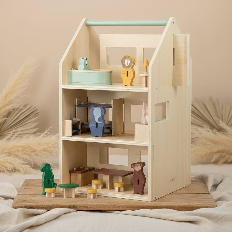 Maison de jeu en bois avec accessoires - Trixie | Article de second choix pour une 2ème vie