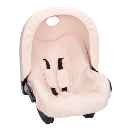 Babyschalen-Sonnenverdeck Pure Soft Pink für Maxi-Cosi und viele Babyschalen der Gruppe 0+ aus hochwertigem Baumwollmix. Schützt Babys zuverlässig vor Sonne, Wind und leichtem Regen und sorgt unterwegs für angenehmen Schatten.