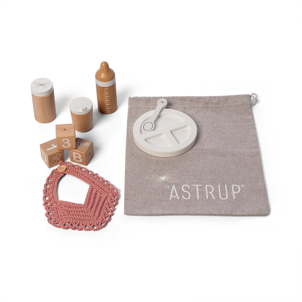 Accessoires pour poupées, 9 pièces, rose, blanc, naturel | par Astrup