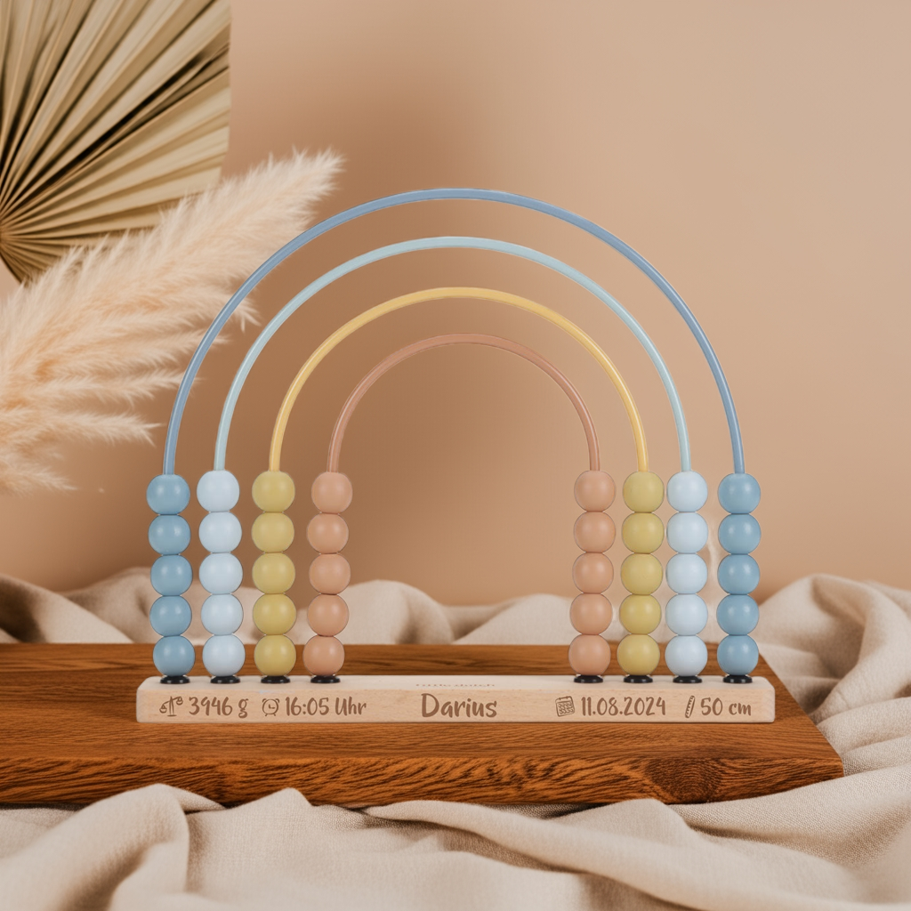 Arc-en-ciel boulier Forest Friends bleu – jouet d'apprentissage en bois