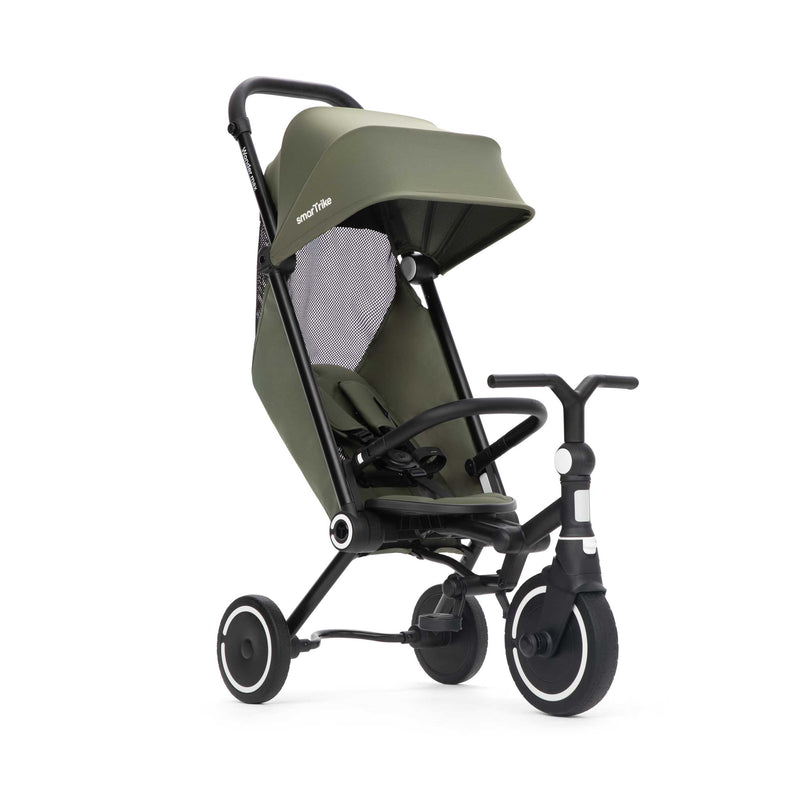 Schwarzer Kinderwagen mit Dreirad Funktion Sonnendach und Liegeposition für Kleinkinder