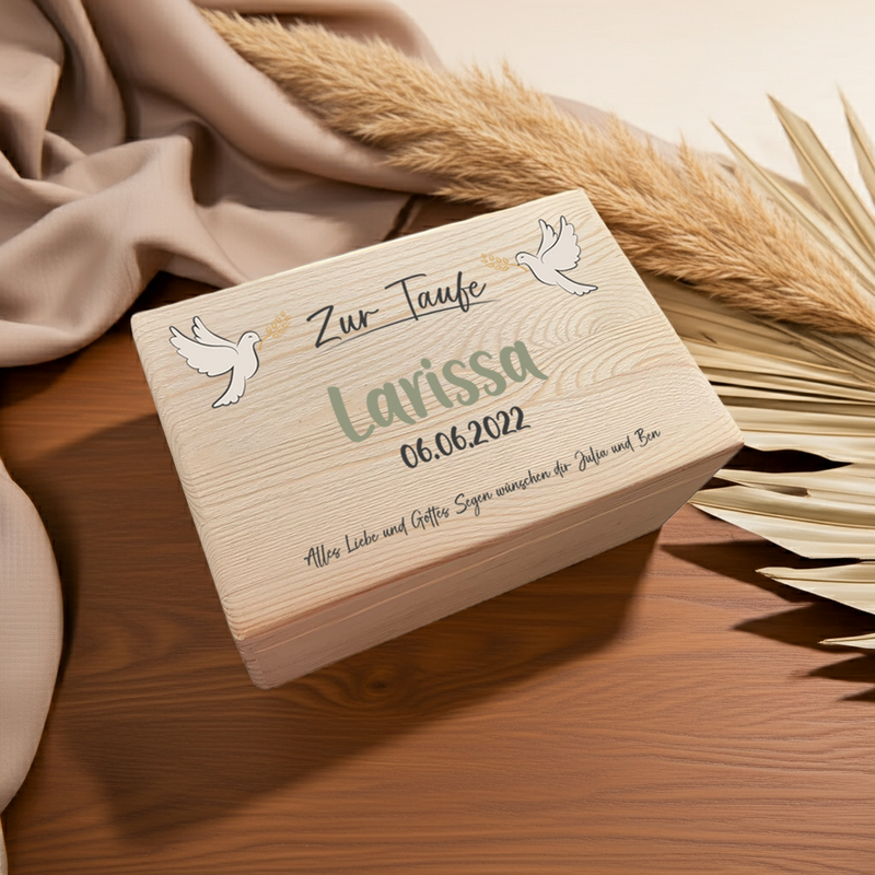 Boîtes à souvenirs XL - bois naturel - baptême / école / maternelle / communion - personnalisées | Schmatzepuffer