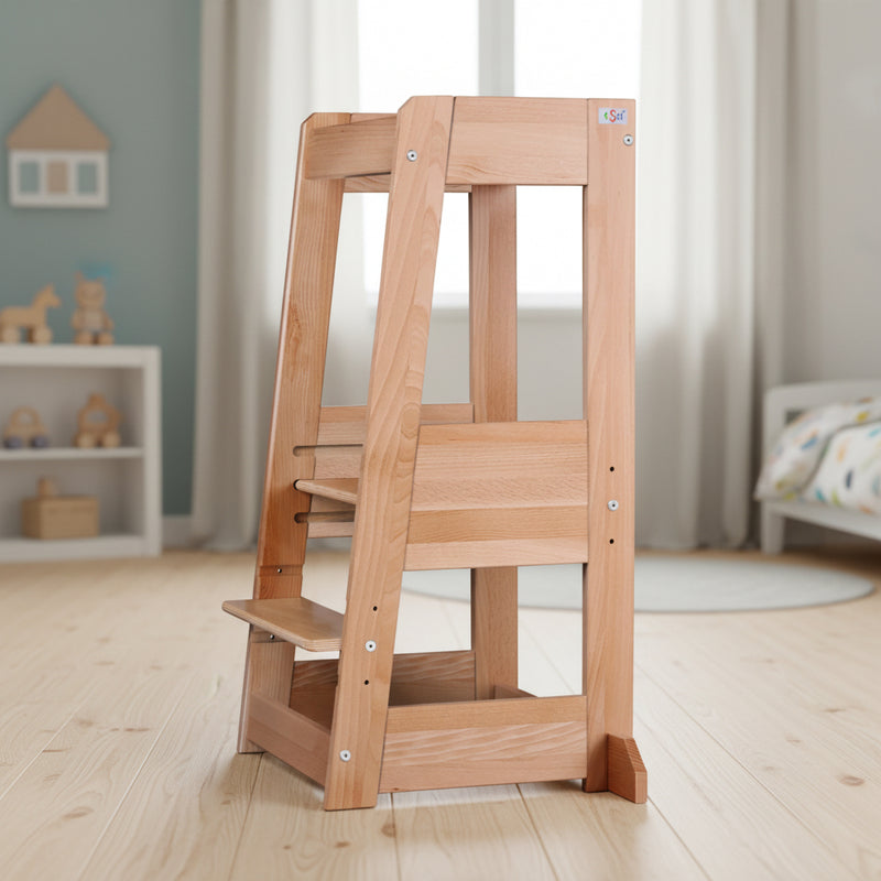 Lernturm Holz Natur für Kinder – sicherer Learning Tower für Küche