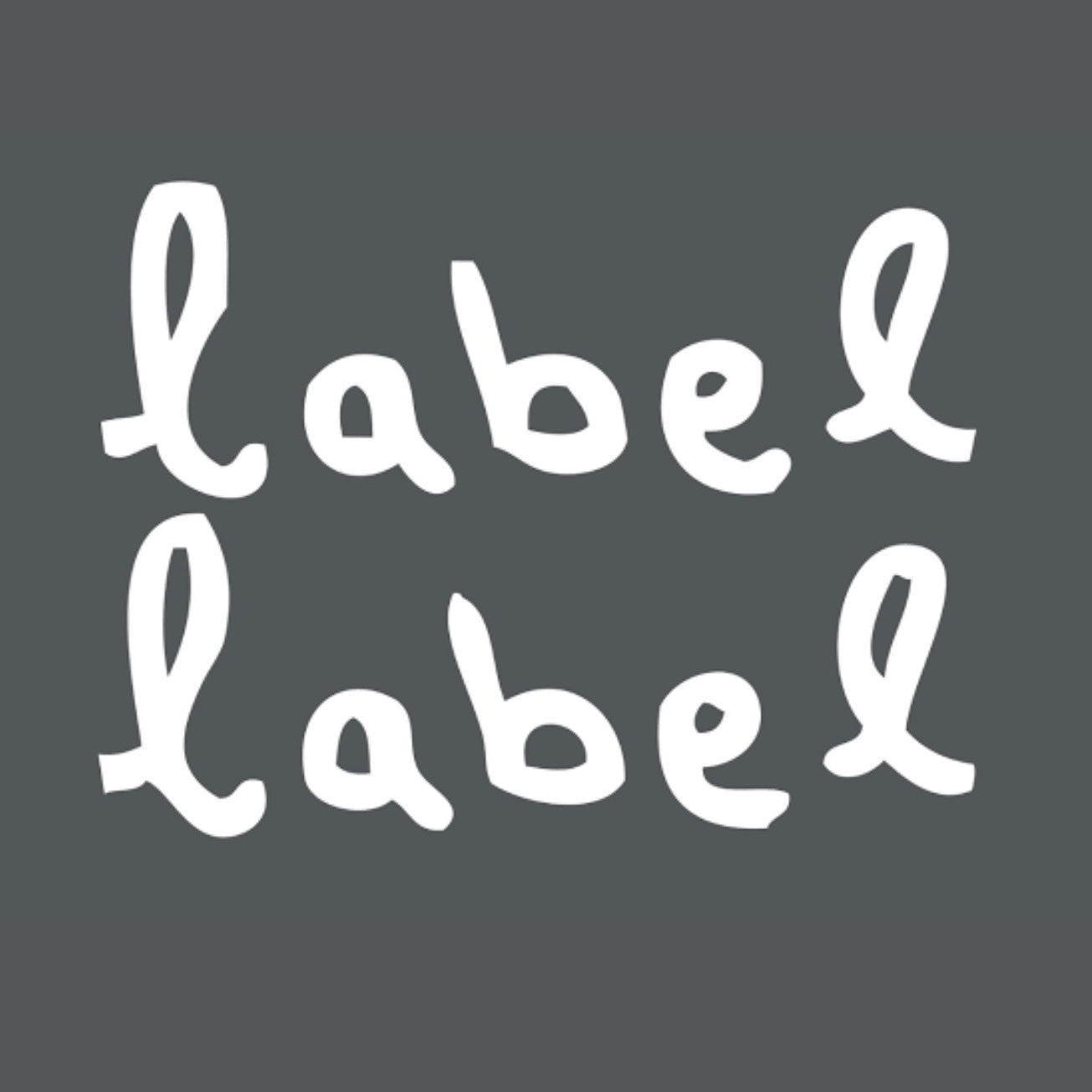 Label Label Markenlogo in Weiß auf grauem Hintergrund