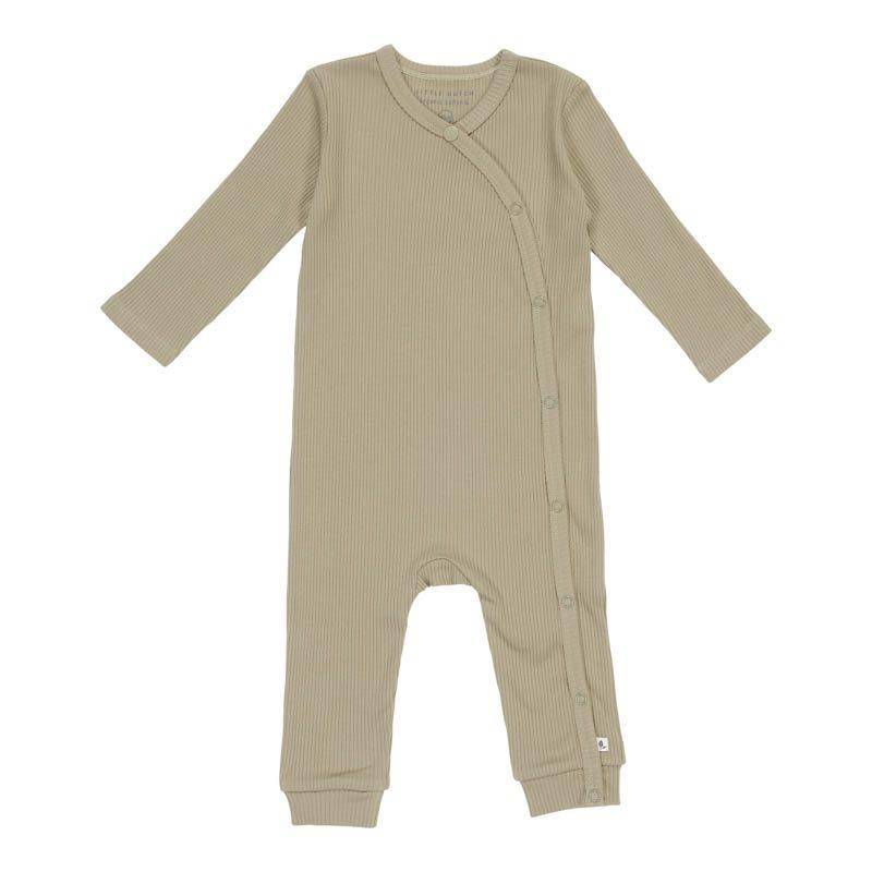 Grenouillère cache-cœur manches longues Olive pour bébés