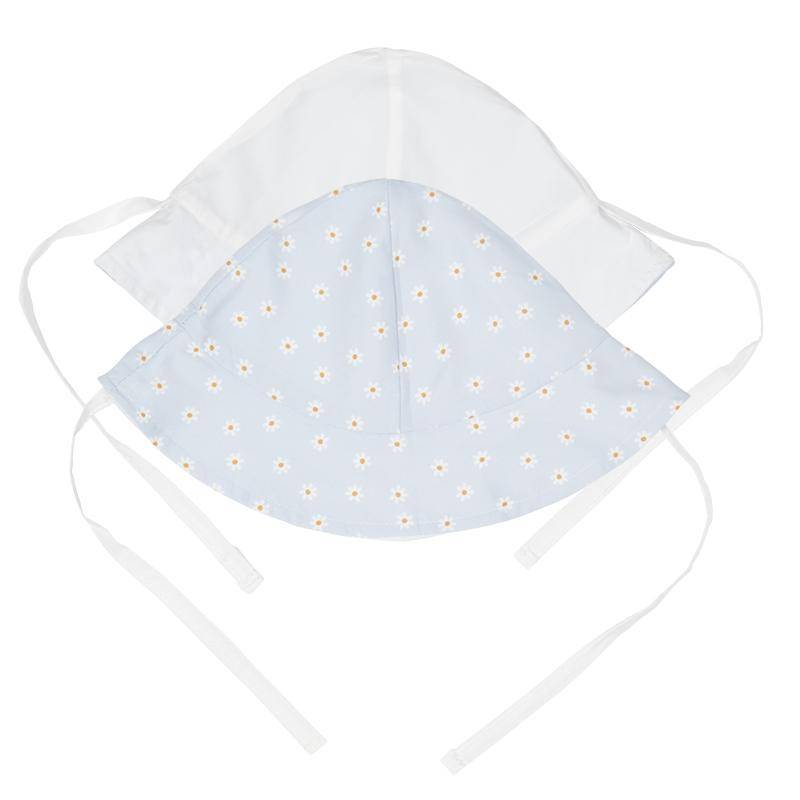 Chapeau de soleil réversible - Marguerites Bleu / Blanc - 1 | Little Dutch