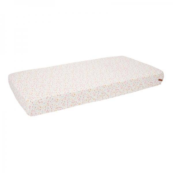 Drap-housse pour berceau Fleurs et Papillons 40 x 80 cm, blanc | Little Dutch
