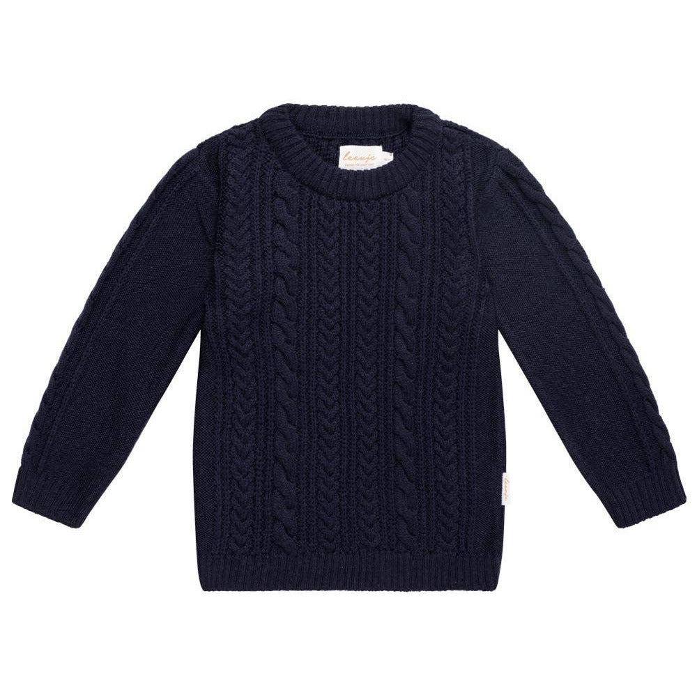 Pull en maille bleu marine, taille 62-68 | Leevje