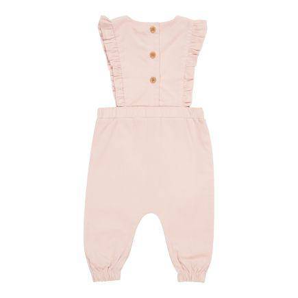 Tailleur-pantalon vintage en velours côtelé rose pâle à petites fleurs - 62 | Little Dutch