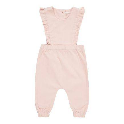 Tailleur-pantalon vintage en velours côtelé rose pâle à petites fleurs - 62 | Little Dutch