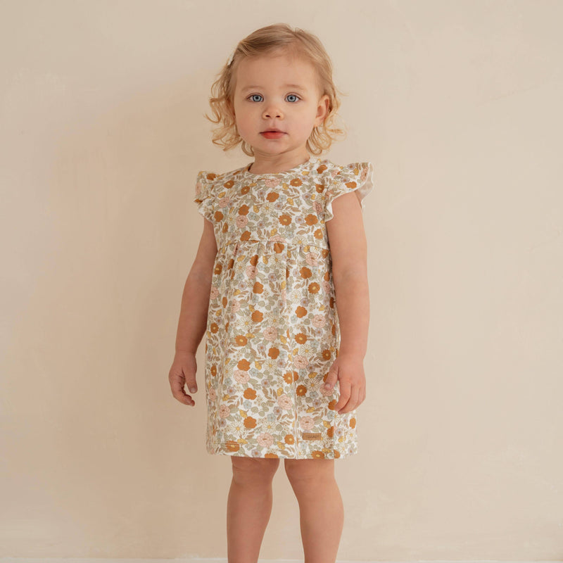Robe à volants motifs petites fleurs vintage pour fille