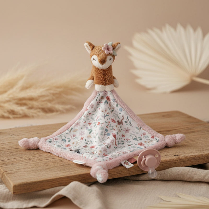 Doudou imprimé faon jardin féérique