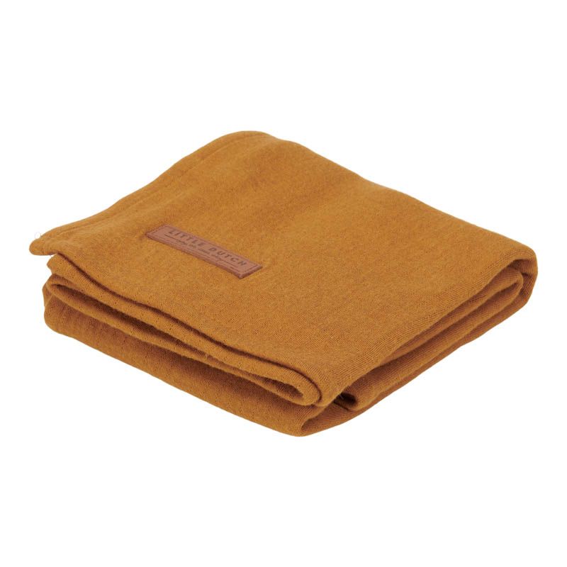 Lange en mousseline 120 x 120 cm ocre | Little Dutch