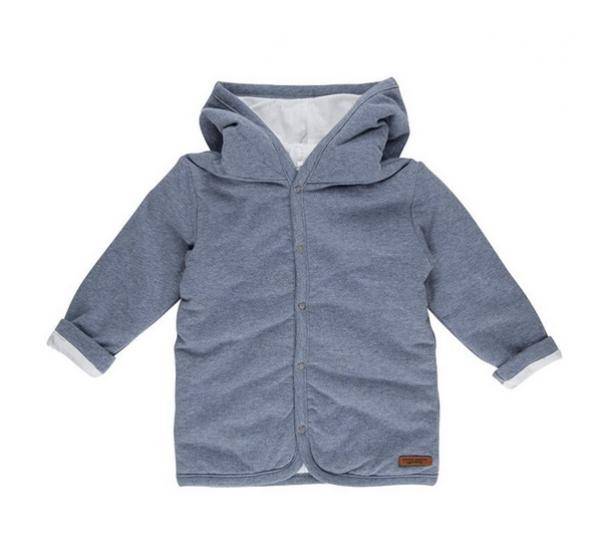 Veste manches longues taille 68 réversible bleu océan chiné | Little Dutch
