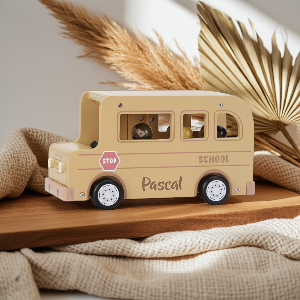 Autobus scolaire en bois pour enfants – jeu de rôle imaginatif