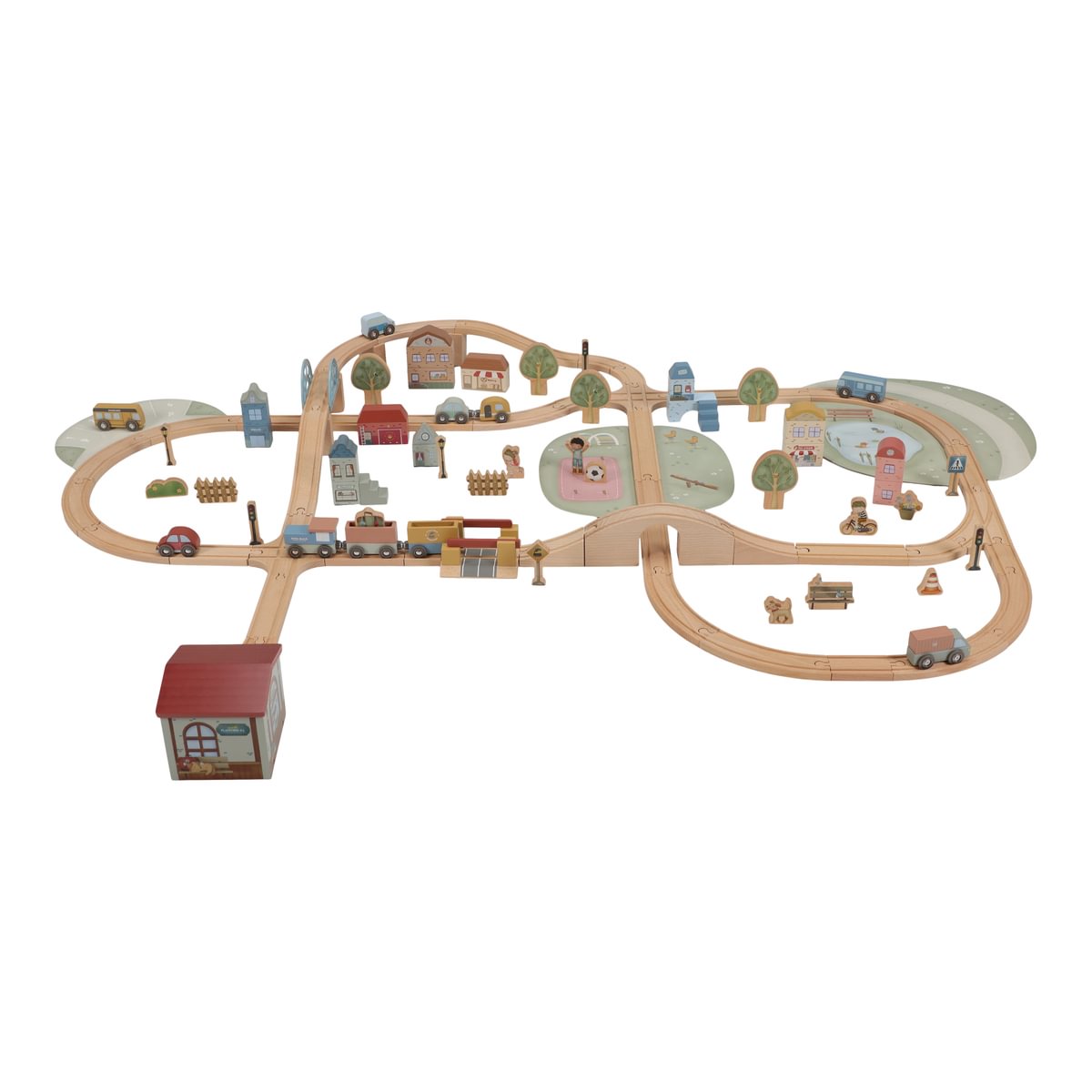 Grand Set XL de train en bois – 113 pièces | Schmatzepuffer