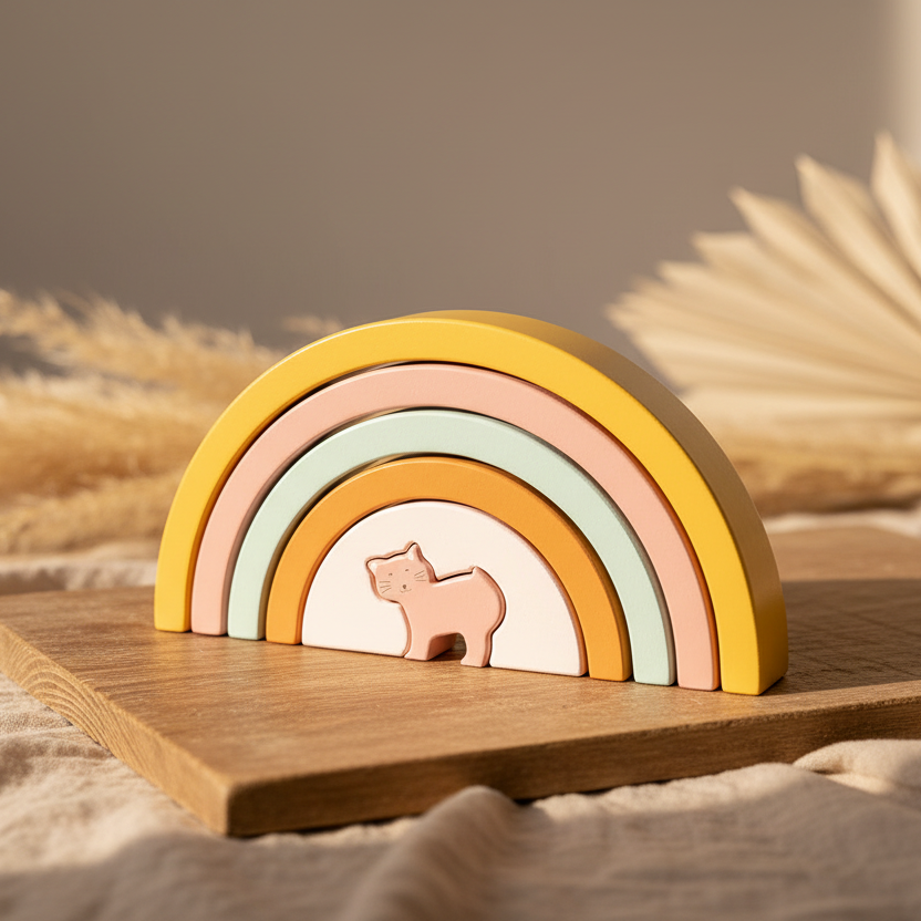 Jeu d'équilibre en bois arc-en-ciel - Madame Chat | Trixie