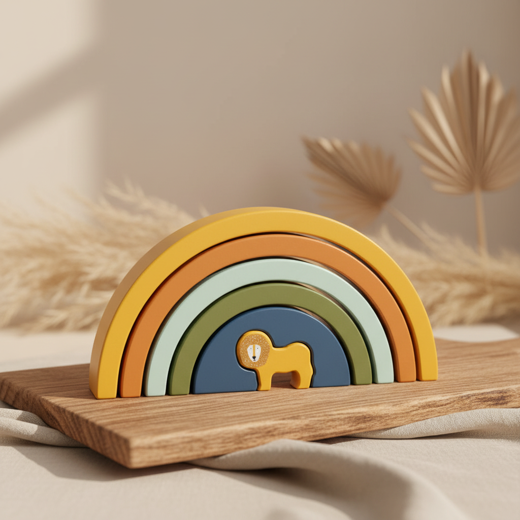 Jeu de construction en bois empilable Arc-en-ciel - Monsieur Lion | Trixie