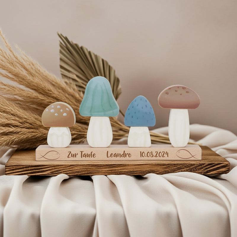 Champignons empilables personnalisés Forest Friends – Cadeau de baptême | Schmatzepuffer