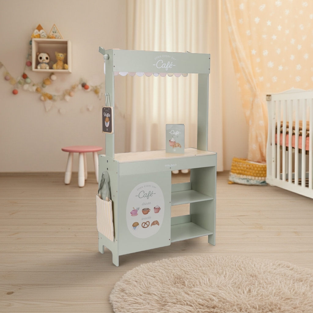Étal de marché et café en bois – Stand de jeu 2 en 1