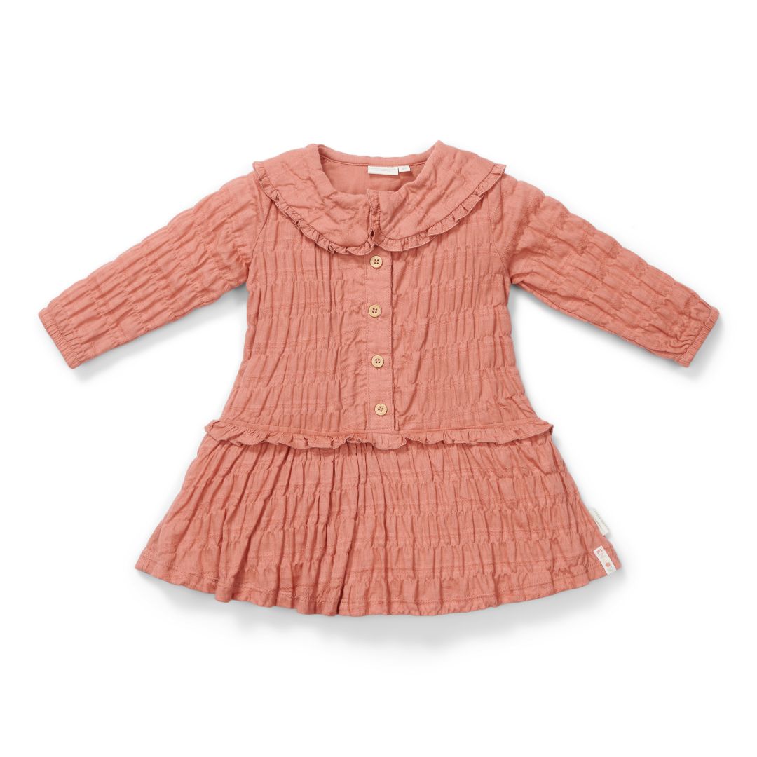 Robe à manches longues rose vif – Robe d'enfant à motif floral