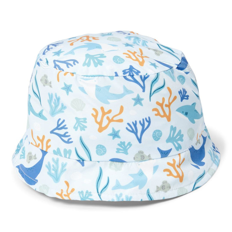Chapeau de soleil réversible Honey Stripes / Ocean Dreams Blue, taille 1 | Little Dutch
