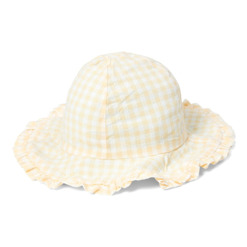 Chapeau de soleil réversible vert d'eau/carreaux soleil taille 1 | Little Dutch