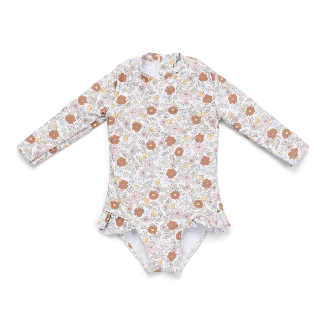 Maillot de bain à manches longues avec volants pour enfants