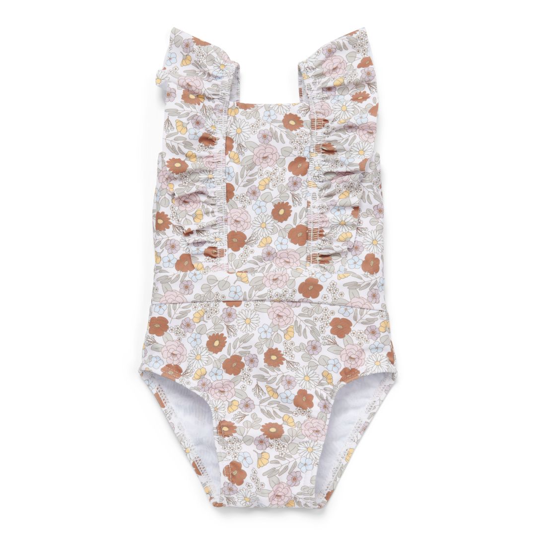 Maillot de bain vintage à volants et petites fleurs | Little Dutch