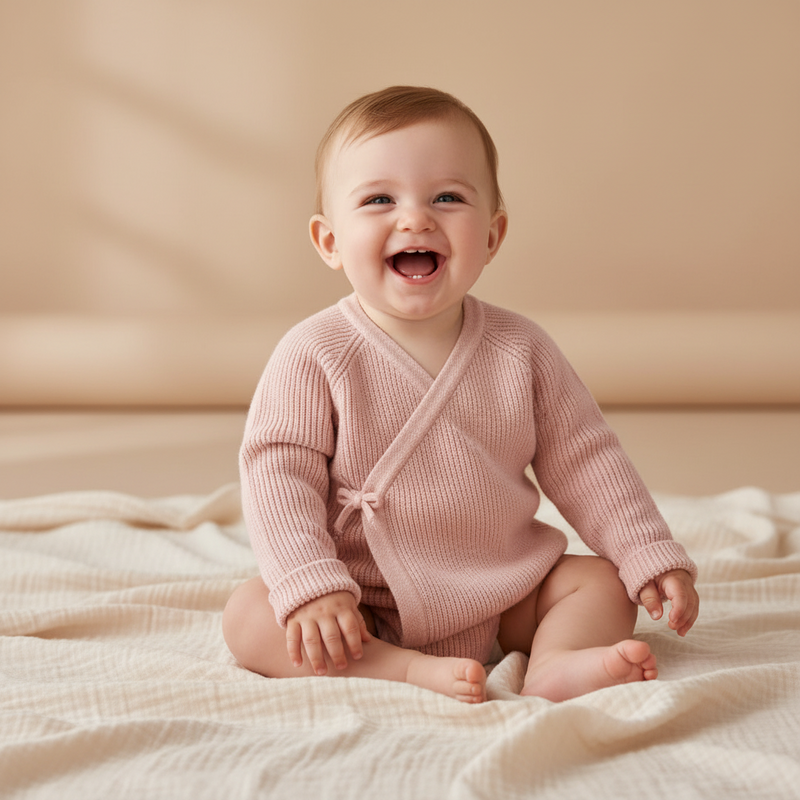 Cardigan cache-cœur Essential Pure Soft Pink | Little Dutch