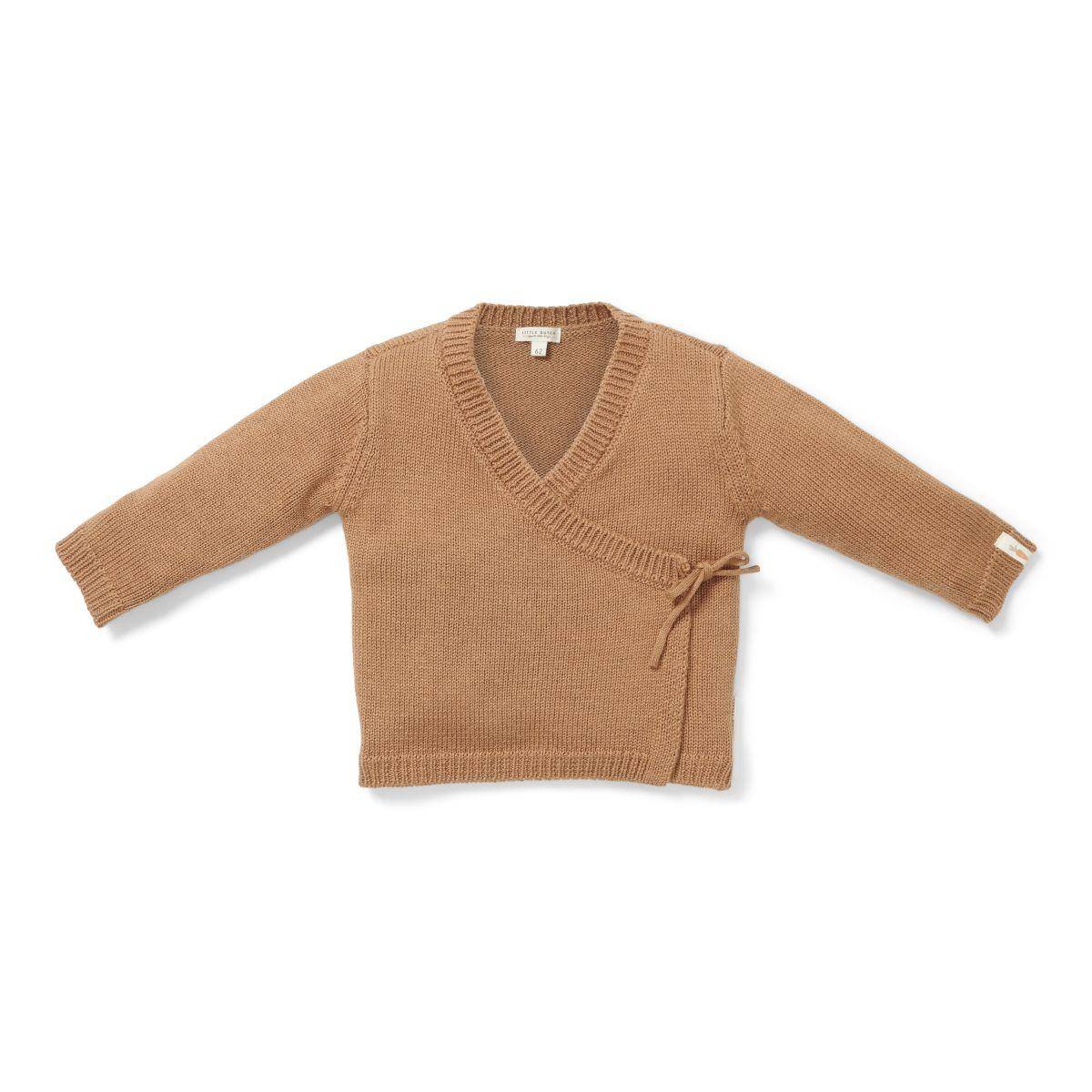 Cardigan cache-cœur en tricot, marron | Little Dutch