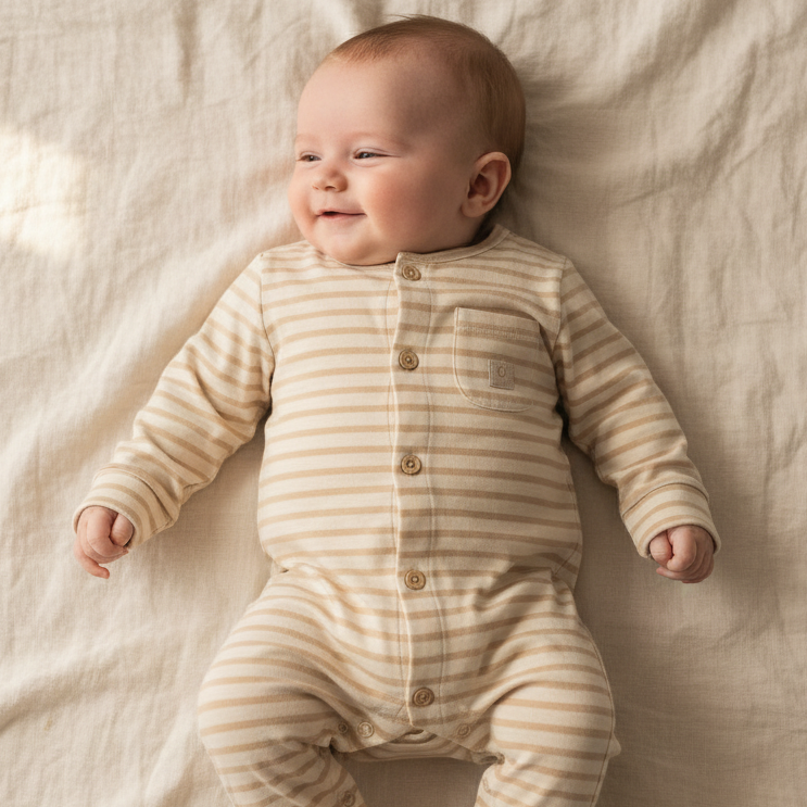 Pyjama une pièce Rayures naturelles - Vêtements de nuit | Little Dutch