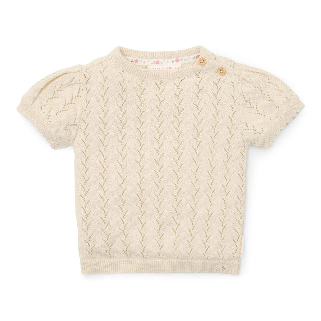 Pull tricoté à manches courtes couleur crème | Little Dutch